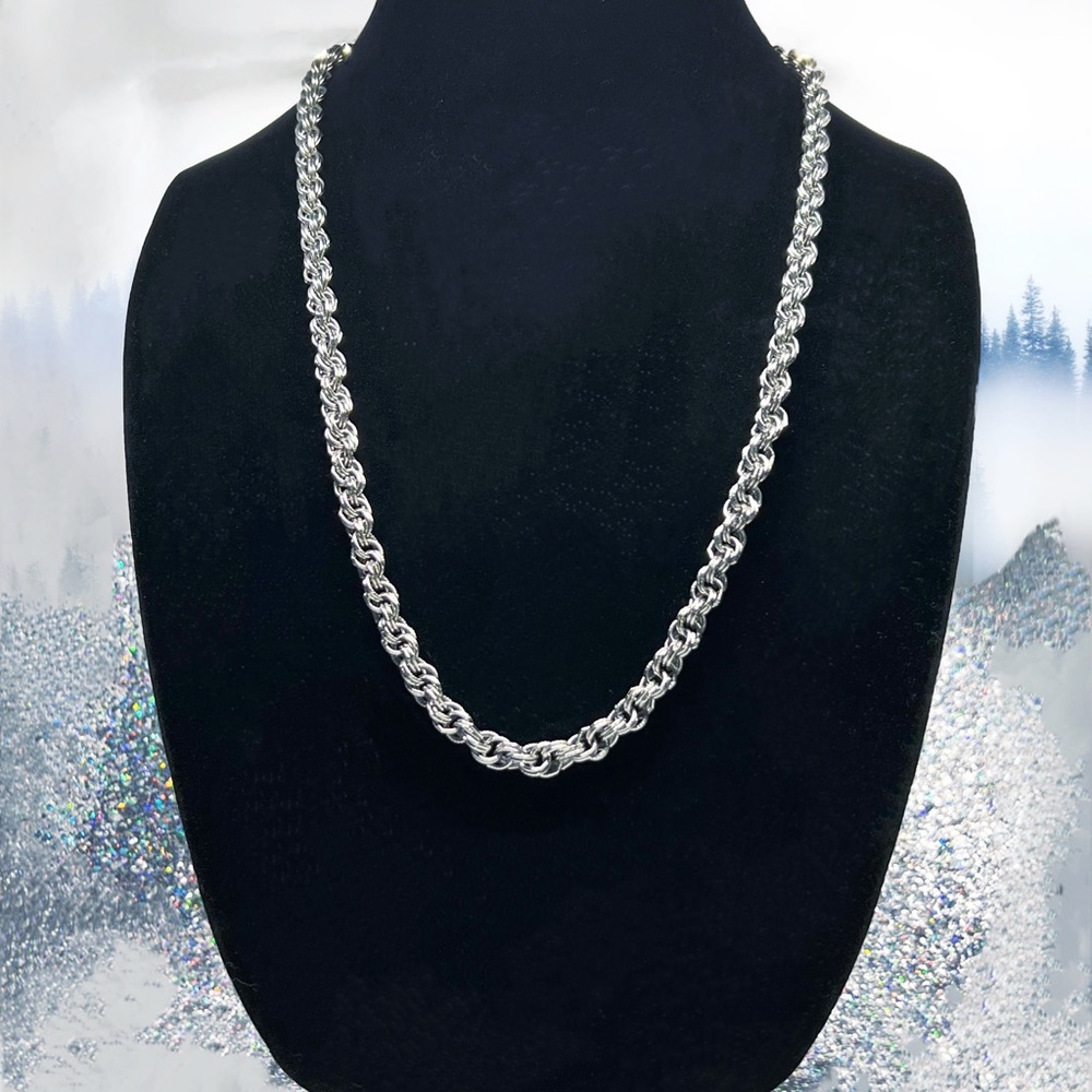 Unisex Silver Alloy Rope Chain